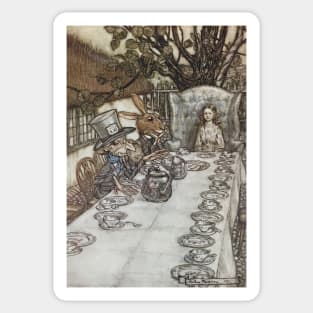 Alice in Wonderland Tea Party, Arthur Rackham Sticker